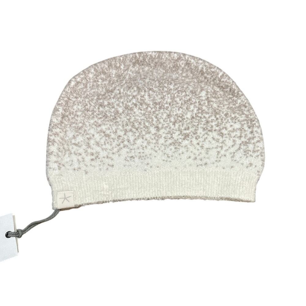 Barefoot Dreams CozyChic Lite Confetti Beanie Hat Cream Taupe Ribbed Slouchy NWT